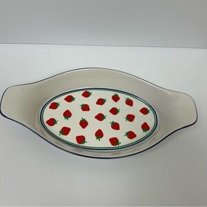 Vintage Oval Small strawberry casserole dish strawberry fields style